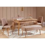 Hanah Home 0900 - 4 Conjunto Mesa y Sillas Extensible Pino Atlántico y Piedra Terciopelo